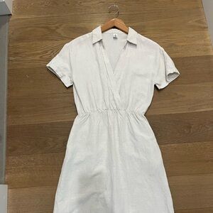 White linen short sleeve Dress